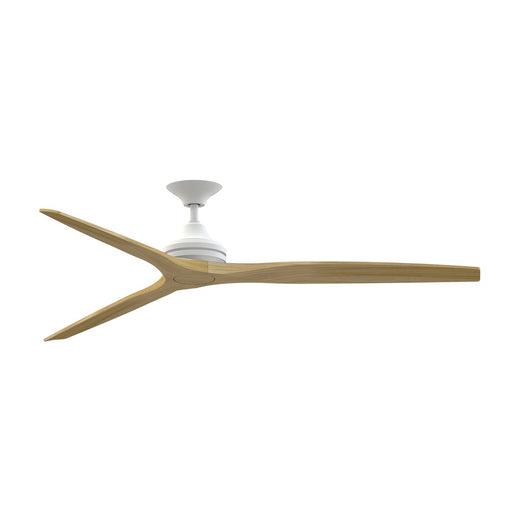 Fanimation Spitfire DC Custom 72in Ceiling Fan | Matte White and Natural Blades | Covered Patio & Sunroom | 72 x 72 x 19.69 in | Model FPD6721BMW-72N