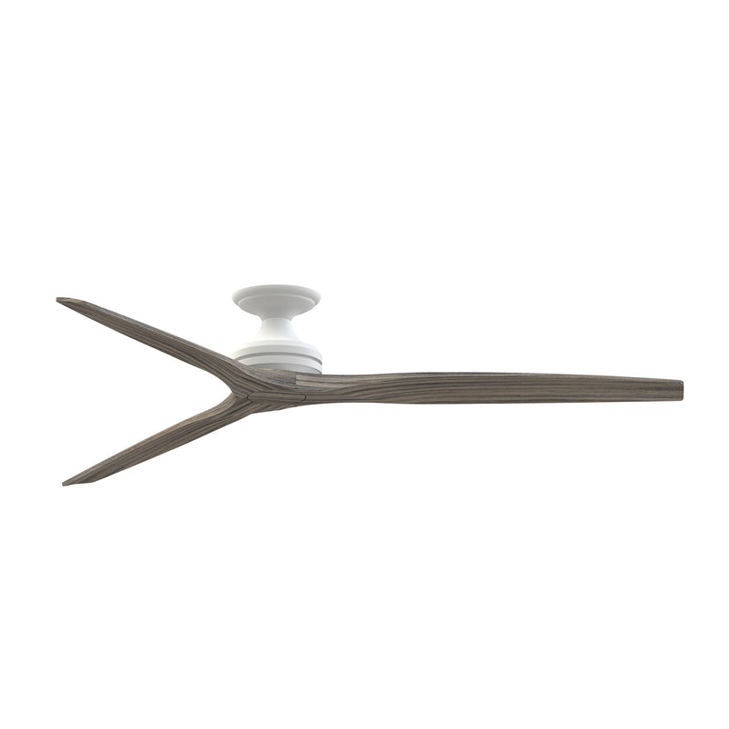Fanimation Spitfire DC Custom 72in Flush Ceiling Fan | Matte White and Weathered Wood | Covered Patio & Great Room | Model FPD6721BMW-72WE-F