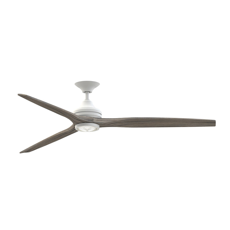 Fanimation Spitfire DC Custom 72in Downrod Ceiling Fan with LED | Matte White and Weathered Wood | Covered Patio & Great | Model FPD6721BMW-72WE-LK