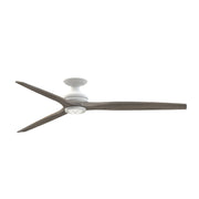 Fanimation Spitfire DC Custom 72in Flush Ceiling Fan with LED | Matte White and Weathered Wood | Covered Patio & Great | Model FPD6721BMW-72WE-LK-F