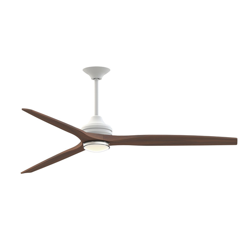 Fanimation Spitfire DC Custom 72in 1-Light Ceiling Fan | Matte White and Whiskey Wood Buttonwood | Covered Patio | Model FPD6721BMW-72WK-DWLK