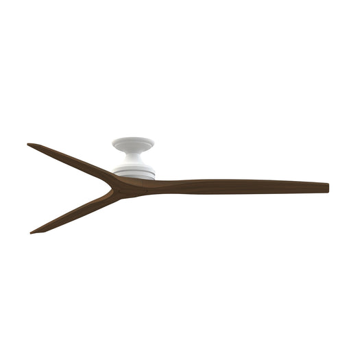 Fanimation Spitfire DC Custom 72in Flush Ceiling Fan | Matte White and Whiskey Wood Buttonwood | Covered Patio & Sunroom | Model FPD6721BMW-72WK-F