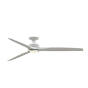 Fanimation Spitfire DC Custom 72in Flush Ceiling Fan | Matte White and White Washed Buttonwood Blades | Covered Patio | Model FPD6721BMW-72WW-DWLK-F