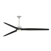 Fanimation Spitfire DC Custom 84in 1-Light Ceiling Fan | Matte White and Black Buttonwood Blades | Covered Patio | Model FPD6721BMW-84BL-DWLK
