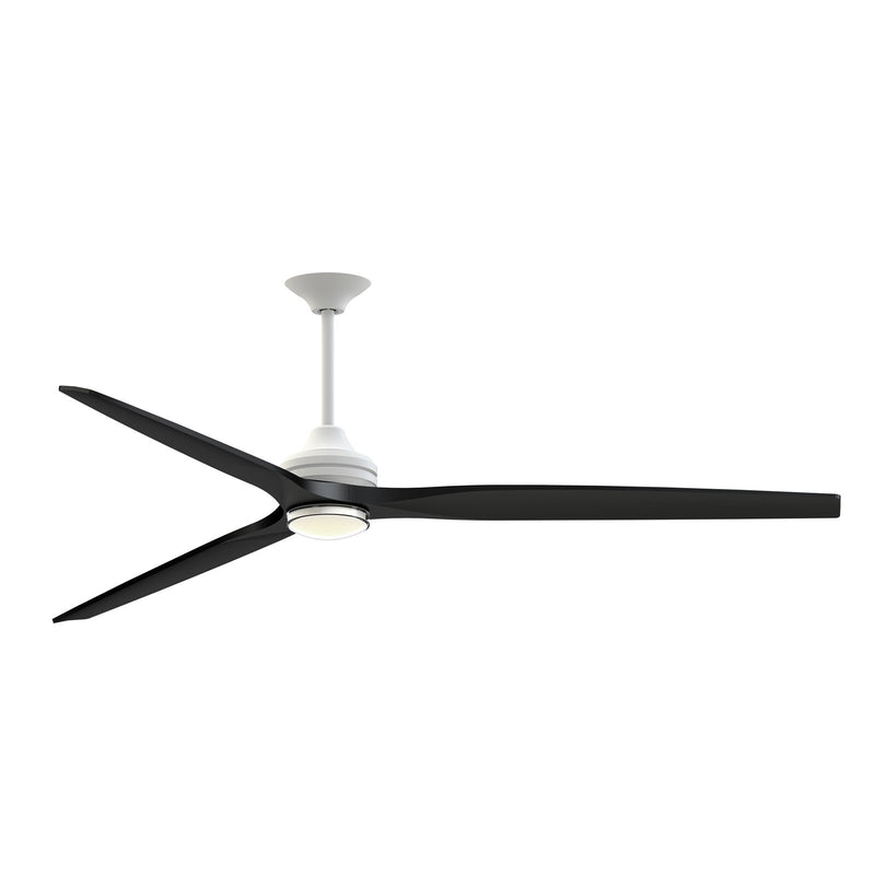 Fanimation Spitfire DC Custom 84in 1-Light Ceiling Fan | Matte White and Black Buttonwood Blades | Covered Patio | Model FPD6721BMW-84BL-DWLK