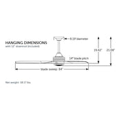 Fanimation Spitfire DC Custom 84in 1-Light Ceiling Fan | Matte White and Black Buttonwood Blades | Covered Patio | Model FPD6721BMW-84BL-DWLK