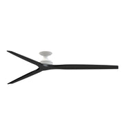 Fanimation Spitfire DC Custom 84in Flush Ceiling Fan | Matte White and Black Buttonwood Blades | Low Ceiling & Covered | Model FPD6721BMW-84BL-F