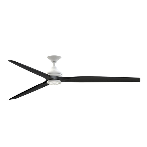 Fanimation Spitfire DC Custom 84in 1-Light Ceiling Fan | Matte White and Black Buttonwood Blades | Covered Patio & Living | Model FPD6721BMW-84BL-LK