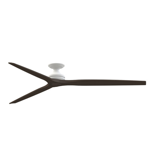 Fanimation Spitfire DC Custom 84in Flush Ceiling Fan | Matte White and Dark Walnut | Covered Patio & Sunroom | Model FPD6721BMW-84DWA-F