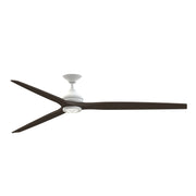 Fanimation Spitfire DC Custom 84in Downrod Ceiling Fan with LED | Matte White and Dark Walnut | Covered Patio & Sunroom | Model FPD6721BMW-84DWA-LK