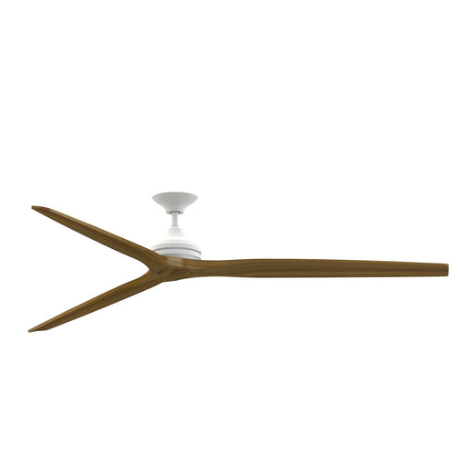 Fanimation Spitfire DC Custom 84in Downrod Ceiling Fan | Matte White and Koa | Covered Patio & Sunroom | 84 x 84 x 19.69 in | Model FPD6721BMW-84K