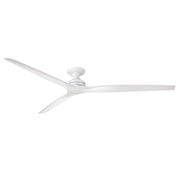 Fanimation Spitfire DC Custom 84in Flush Smart Ceiling Fan | Matte White and Matte White Buttonwood Blades | Covered Patio | Model FPD6721BMW-84MW-F