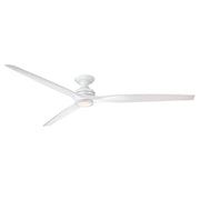 Fanimation Spitfire DC Custom 84in Flush Smart Ceiling Fan with LED Light Kit | Matte White and Matte White Buttonwood | Model FPD6721BMW-84MW-LK-F