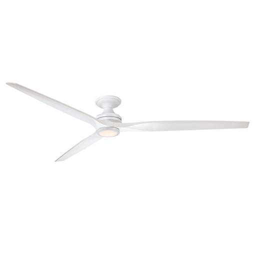 Fanimation Spitfire DC Custom 84in Flush Smart Ceiling Fan with LED Light Kit | Matte White and Matte White Buttonwood | Model FPD6721BMW-84MW-LK-F