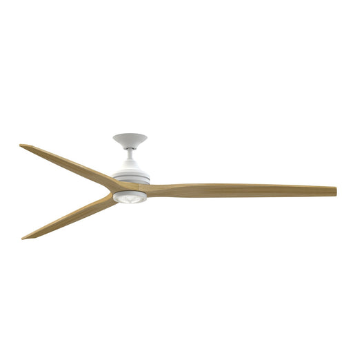 Fanimation Spitfire DC Custom 84in 1-Light Ceiling Fan | Matte White and Natural Buttonwood Blades | Covered Patio & Living | Model FPD6721BMW-84N-LK
