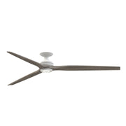 Fanimation Spitfire DC Custom 84in Flush Smart Ceiling Fan | Matte White and Weathered Wood | Covered Patio & Great Room | Model FPD6721BMW-84WE-LK-F