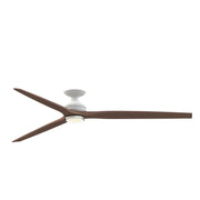 Fanimation Spitfire DC Custom 84in Flush Smart Ceiling Fan | Matte White and Whiskey Wood | Covered Patio & Great Room | Model FPD6721BMW-84WK-DWLK-F