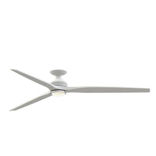 Fanimation Spitfire DC Custom 84in Flush Smart Ceiling Fan | Matte White and White Washed Buttonwood Blades | Covered | Model FPD6721BMW-84WW-DWLK-F