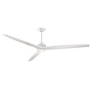 Fanimation Spitfire DC Custom 84in Smart Ceiling Fan | Matte White and White Washed Buttonwood Blades | Covered Patio | Model FPD6721BMW-84WW-LK