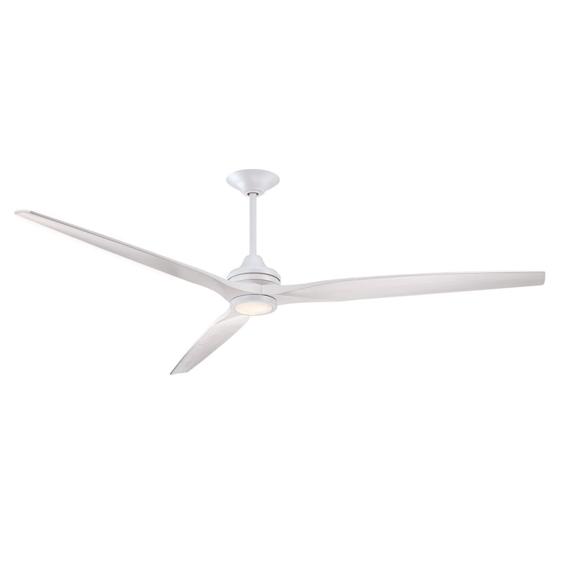 Fanimation Spitfire DC Custom 84in Smart Ceiling Fan | Matte White and White Washed Buttonwood Blades | Covered Patio | Model FPD6721BMW-84WW-LK