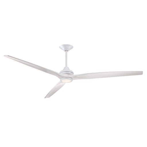 Fanimation Spitfire DC Custom 84in Smart Ceiling Fan | Matte White and White Washed Buttonwood Blades | Covered Patio | Model FPD6721BMW-84WW-LK