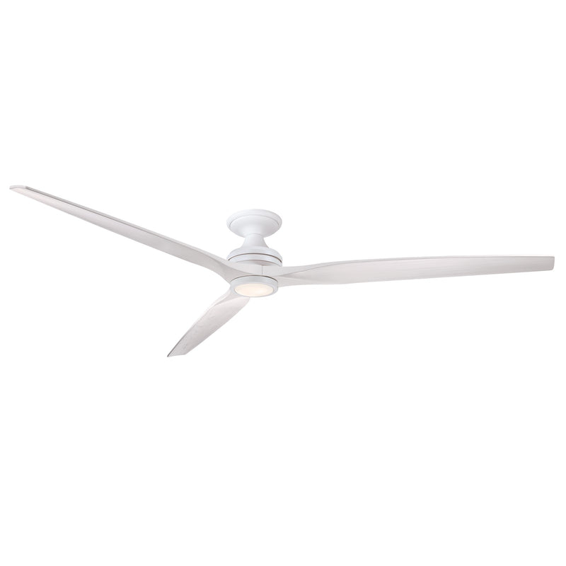Fanimation Spitfire DC Custom 84in 1-Light Ceiling Fan | Matte White and White Washed Buttonwood | Covered Patio | Model FPD6721BMW-84WW-LK-F