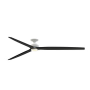 Fanimation Spitfire DC Custom 96in 1-Light Ceiling Fan | Matte White and Black Buttonwood | Covered Patio & Living | Model FPD6721BMW-96BL-DWLK-F