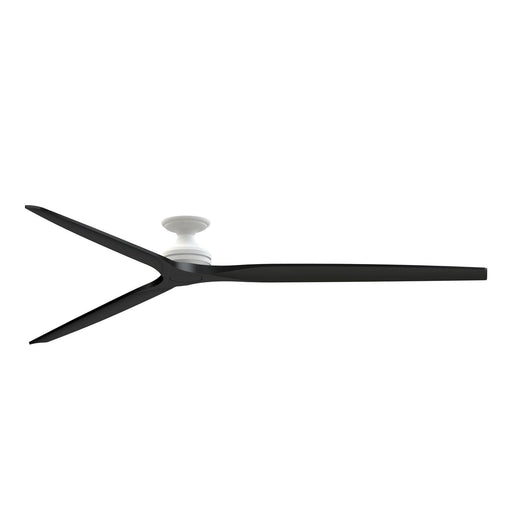 Fanimation Spitfire DC Custom 96in Flush Ceiling Fan | Matte White and Black Buttonwood | Covered Patio & Great Room | Model FPD6721BMW-96BL-F