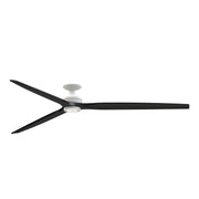 Fanimation Spitfire DC Custom 96in Flush Ceiling Fan with LED | Matte White and Black Buttonwood | Covered Patio & Great | Model FPD6721BMW-96BL-LK-F