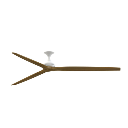 Fanimation Spitfire DC Custom 96in Downrod Smart Ceiling Fan | Matte White and Koa Wood | Covered Patio & Living Room | Model FPD6721BMW-96K