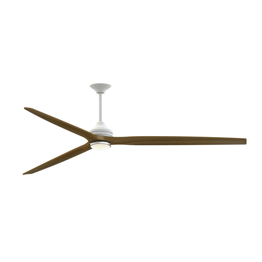 Fanimation Spitfire DC Custom 96in Downrod Smart Ceiling Fan | Matte White and Koa Wood | Covered Patio & Living Room | Model FPD6721BMW-96K-DWLK