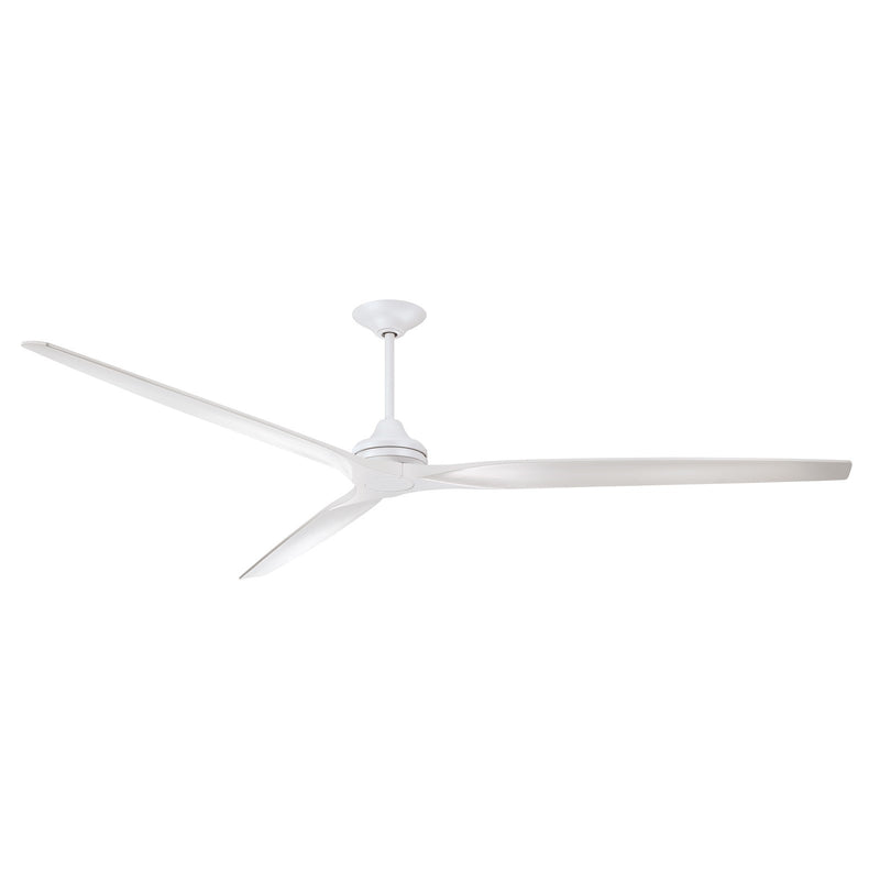 Fanimation Spitfire DC Custom 96in Downrod Ceiling Fan | Matte White Motor and Blades | Covered Patio & Great Room | Model FPD6721BMW-96MW