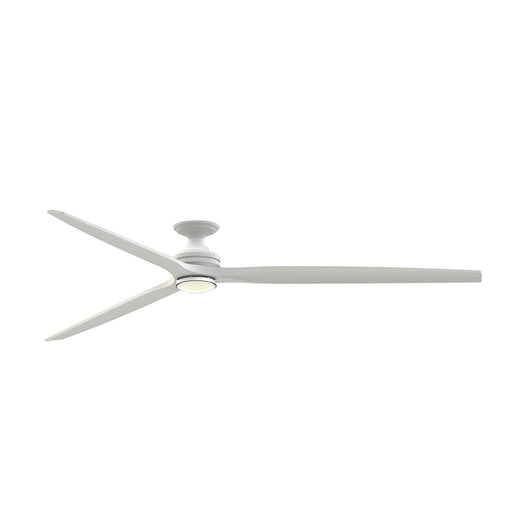 Fanimation Spitfire 96in Flush 1-Light Ceiling Fan | Matte White and Clear Glass | Low Ceiling Living Room & Covered | Model FPD6721BMW-96MW-DWLK-F