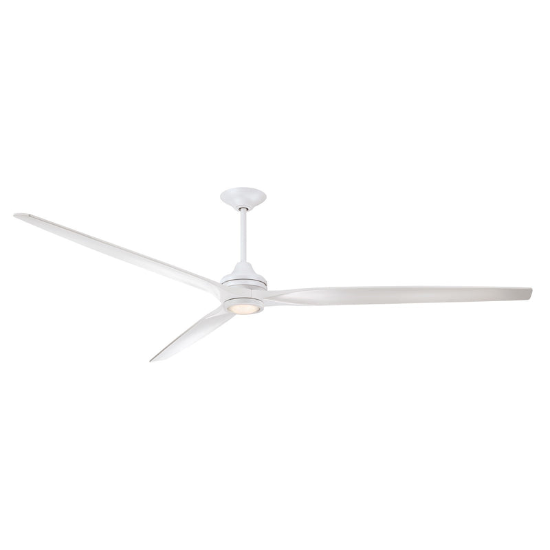 Fanimation Spitfire 96in 1-Light Ceiling Fan | Matte White and Fresnel/Frosted Glass | Covered Patio & Living Room | Model FPD6721BMW-96MW-LK