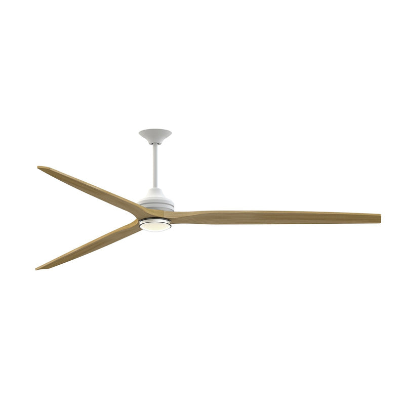 Fanimation Spitfire DC Custom 96in Smart Ceiling Fan | Matte White and Natural Blades | Covered Patio & Great Room | Model FPD6721BMW-96N-DWLK