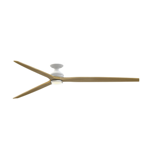 Fanimation Spitfire DC Custom 96in Flush Smart Ceiling Fan | Matte White and Natural Blades | Covered Patio & Great | Model FPD6721BMW-96N-DWLK-F