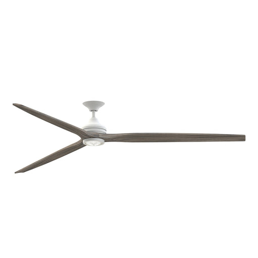 Fanimation Spitfire DC Custom 96in Downrod Ceiling Fan with LED Light | Matte White and Weathered Wood | Covered Patio | Model FPD6721BMW-96WE-LK