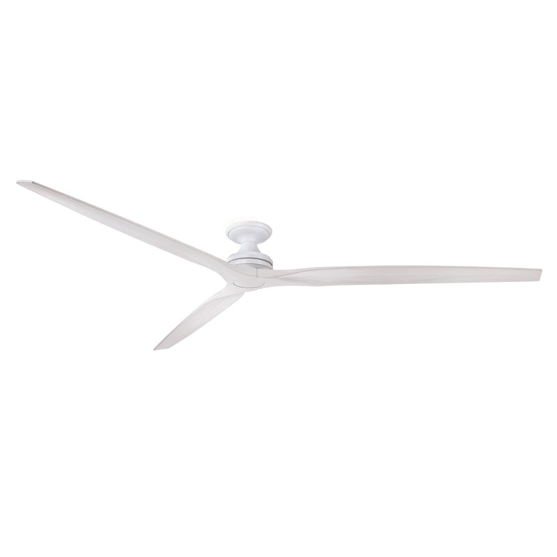 Fanimation Spitfire DC Custom 96in Flush Ceiling Fan | Matte White and White Washed Buttonwood | Covered Patio & Great Room | Model FPD6721BMW-96WW-F