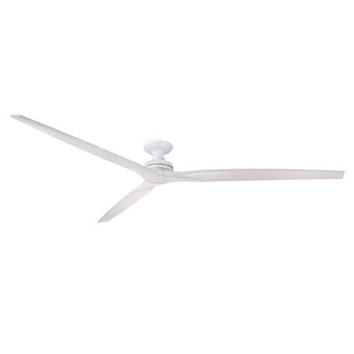 Fanimation Spitfire DC Custom 96in Flush Ceiling Fan | Matte White and White Washed Buttonwood | Covered Patio & Great Room | Model FPD6721BMW-96WW-F