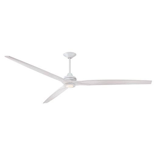 Fanimation Spitfire DC Custom 96in Downrod Ceiling Fan | Matte White and White Washed Buttonwood | Covered Patio & Great | Model FPD6721BMW-96WW-LK