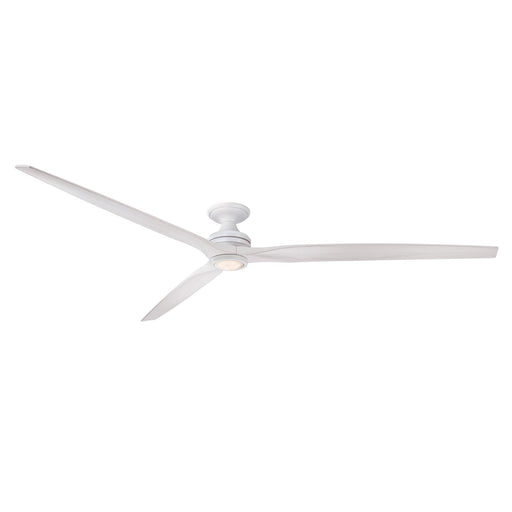 Fanimation Spitfire DC Custom 96in Flush Ceiling Fan with Light | Matte White and White Washed Buttonwood | Covered | Model FPD6721BMW-96WW-LK-F