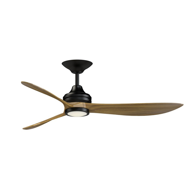 Fanimation Aviara 60in 1-Light Ceiling Fan | Black Motor and Koa Composite Blades | Covered Patio & Living Room | Model FPD6725BLK