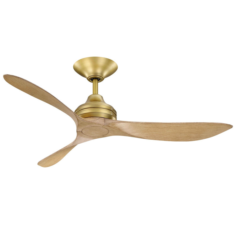 Fanimation Aviara Coastal 52in 1-Light Ceiling Fan | Coastal Brushed Satin Brass and Natural Composite Blades | Patio | Model FPD6727BSMNM-DWLK