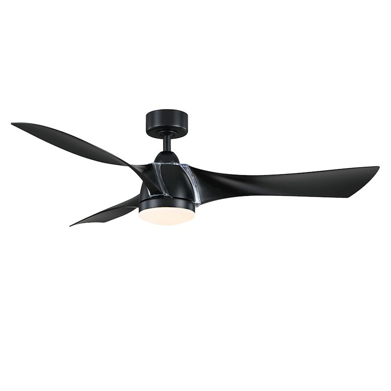 Fanimation Klear 56in 3-Blade Smart Ceiling Fan with LED Light | Black and Opal Frosted Glass | Living Room, Bedroom & Covered | Model FPD6858BL