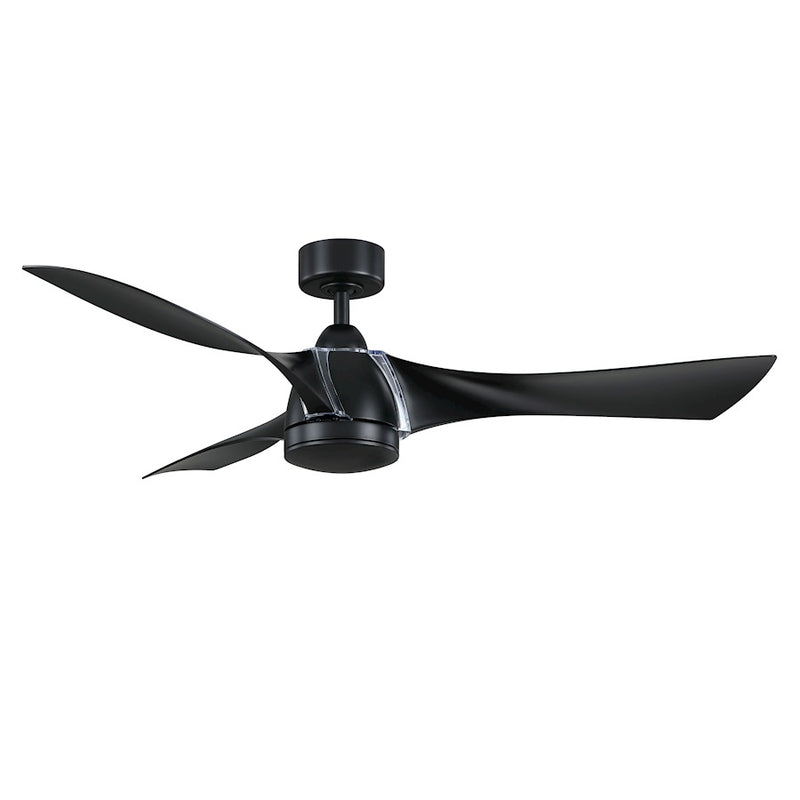 Fanimation Klear 56in 3-Blade Smart Ceiling Fan with LED Light | Black and Opal Frosted Glass | Living Room, Bedroom & Covered | Model FPD6858BL