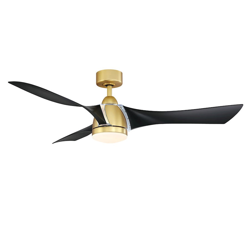 Fanimation Klear 56in 3-Blade Ceiling Fan | Brushed Satin Brass and Opal Frosted Glass | Living Room & Covered Patio | Model FPD6858BSBL