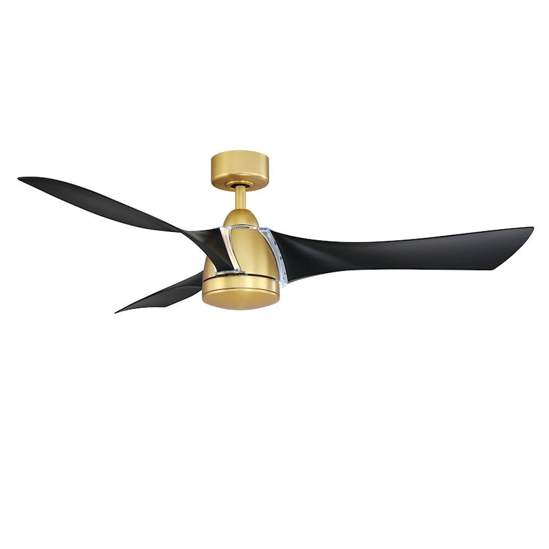 Fanimation Klear 56in 3-Blade Ceiling Fan | Brushed Satin Brass and Opal Frosted Glass | Living Room & Covered Patio | Model FPD6858BSBL