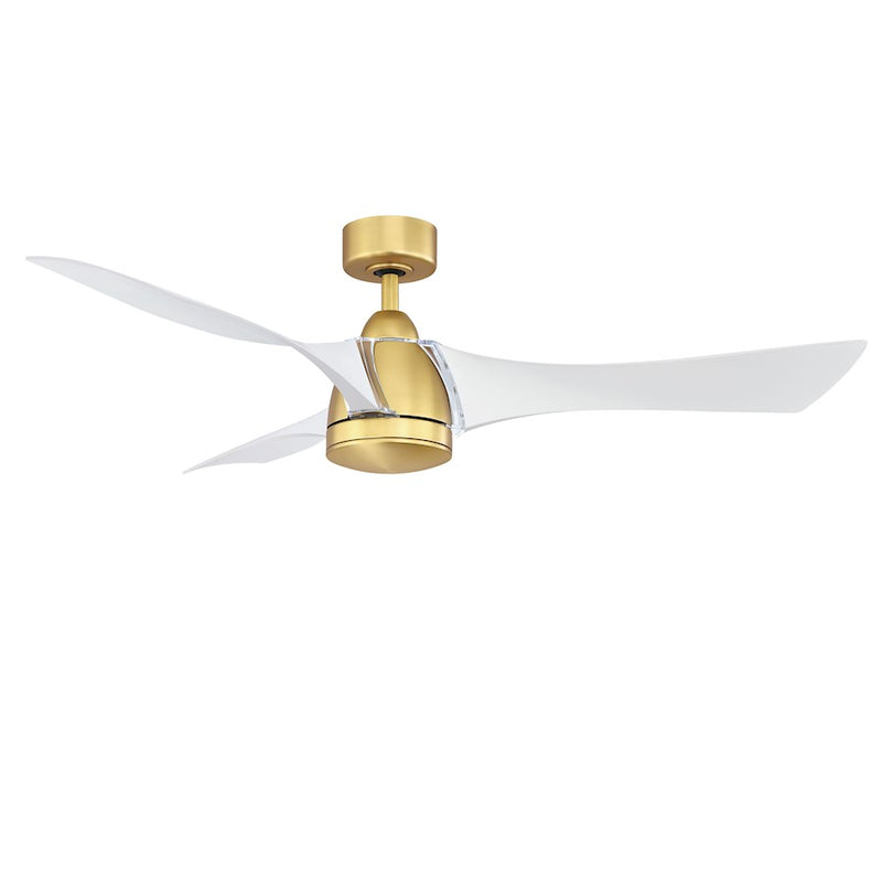 Fanimation Klear 56in 3-Blade Ceiling Fan | Brushed Satin Brass and Opal Frosted Glass | Living Room & Covered Patio | Model FPD6858BSMW