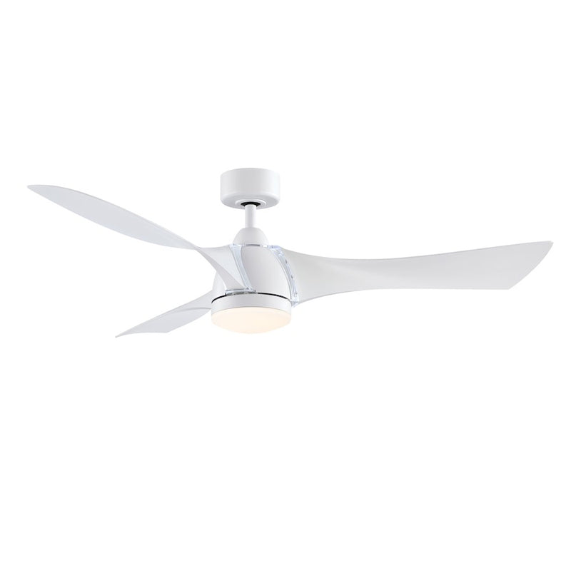 Fanimation Klear 56in 3-Blade Ceiling Fan | Matte White and Opal Frosted Glass | Living Room & Covered Patio | 56 x 56 x 15 in | Model FPD6858MW
