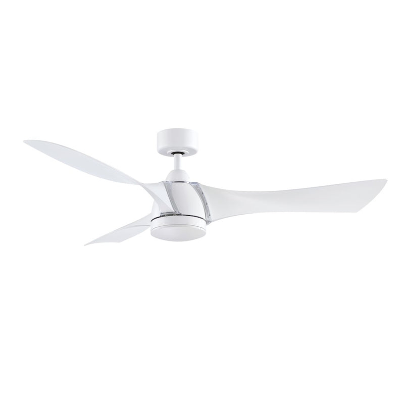 Fanimation Klear 56in 3-Blade Ceiling Fan | Matte White and Opal Frosted Glass | Living Room & Covered Patio | 56 x 56 x 15 in | Model FPD6858MW